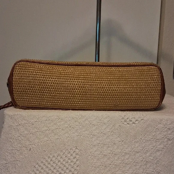 Etienne Aigner Woven Leather Tote Bag Tan Brown Vintage Classic - Picture 11 of 11